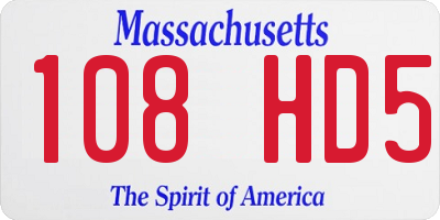 MA license plate 108HD5