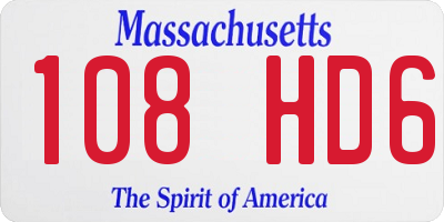 MA license plate 108HD6