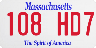 MA license plate 108HD7