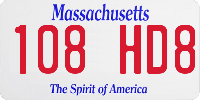 MA license plate 108HD8