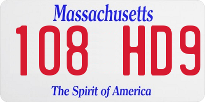 MA license plate 108HD9