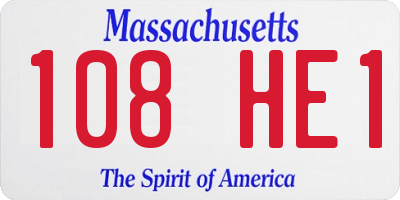 MA license plate 108HE1