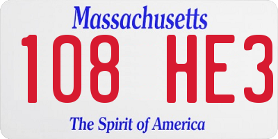 MA license plate 108HE3