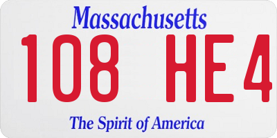 MA license plate 108HE4
