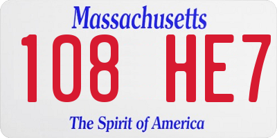 MA license plate 108HE7