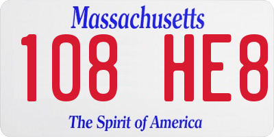MA license plate 108HE8