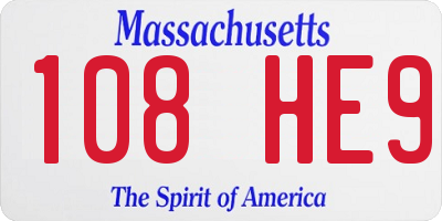 MA license plate 108HE9