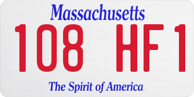 MA license plate 108HF1