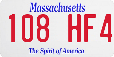 MA license plate 108HF4