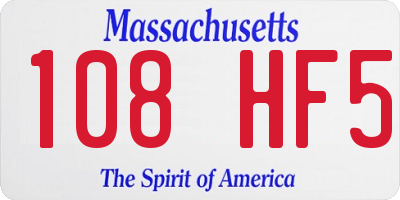 MA license plate 108HF5