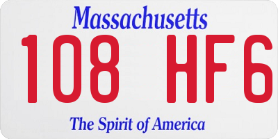 MA license plate 108HF6