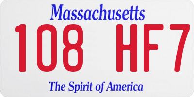 MA license plate 108HF7