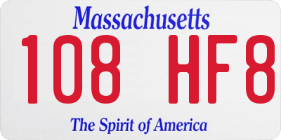 MA license plate 108HF8