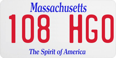 MA license plate 108HG0