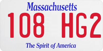 MA license plate 108HG2