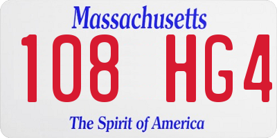 MA license plate 108HG4