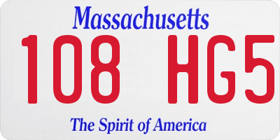 MA license plate 108HG5