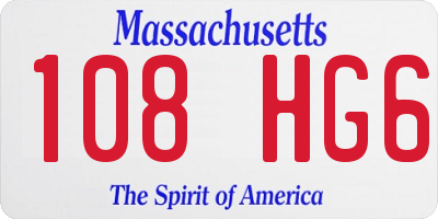 MA license plate 108HG6