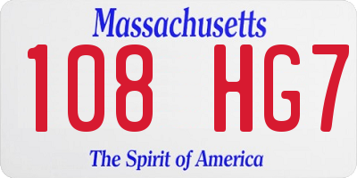 MA license plate 108HG7