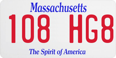 MA license plate 108HG8