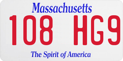 MA license plate 108HG9