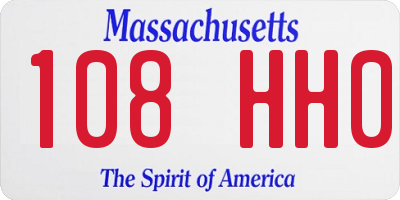 MA license plate 108HH0