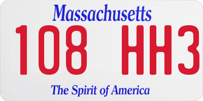 MA license plate 108HH3