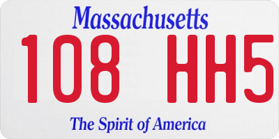 MA license plate 108HH5