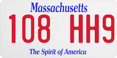 MA license plate 108HH9