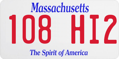 MA license plate 108HI2