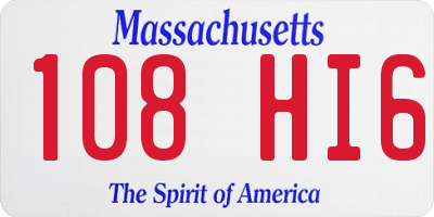 MA license plate 108HI6