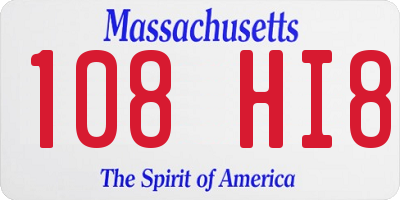 MA license plate 108HI8