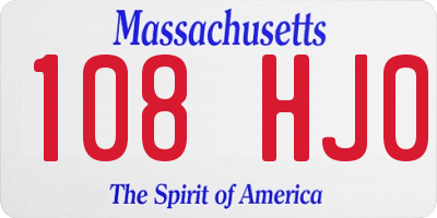 MA license plate 108HJ0