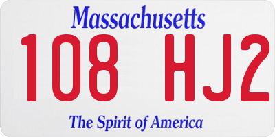 MA license plate 108HJ2