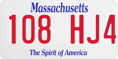 MA license plate 108HJ4