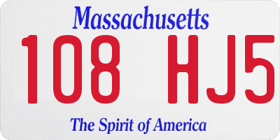 MA license plate 108HJ5