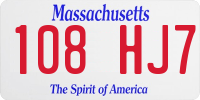 MA license plate 108HJ7