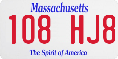 MA license plate 108HJ8