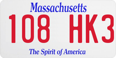 MA license plate 108HK3