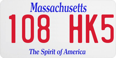 MA license plate 108HK5