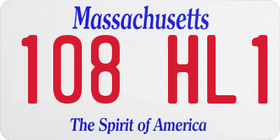 MA license plate 108HL1