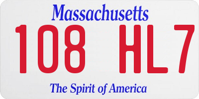 MA license plate 108HL7