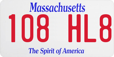 MA license plate 108HL8