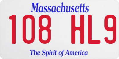 MA license plate 108HL9