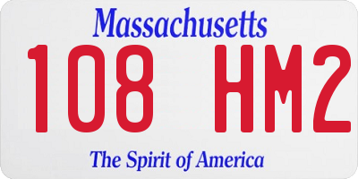 MA license plate 108HM2
