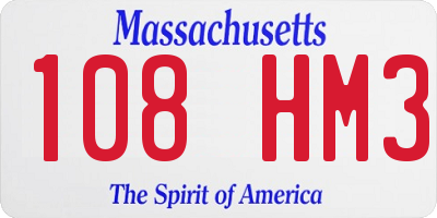 MA license plate 108HM3