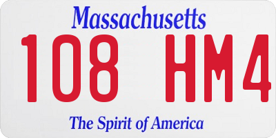 MA license plate 108HM4