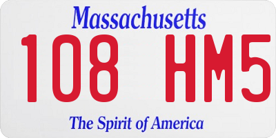 MA license plate 108HM5