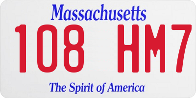 MA license plate 108HM7