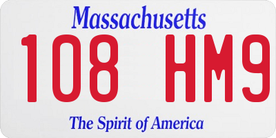 MA license plate 108HM9